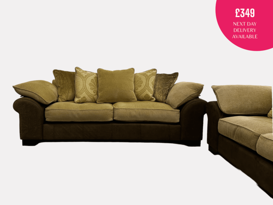 DFS Beige and Brown 3 & 2 Seater