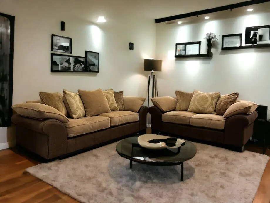 DFS Beige and Brown 3 & 2 Seater