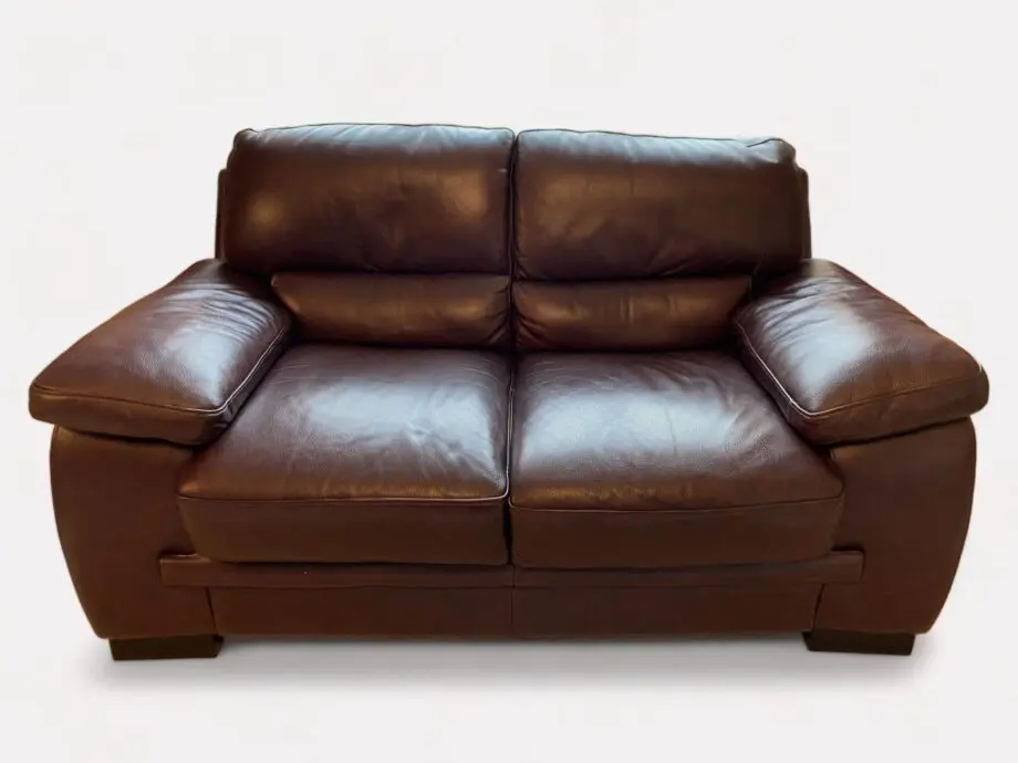 Harveys Brown Leather 3 and 2 Seater + Footstool