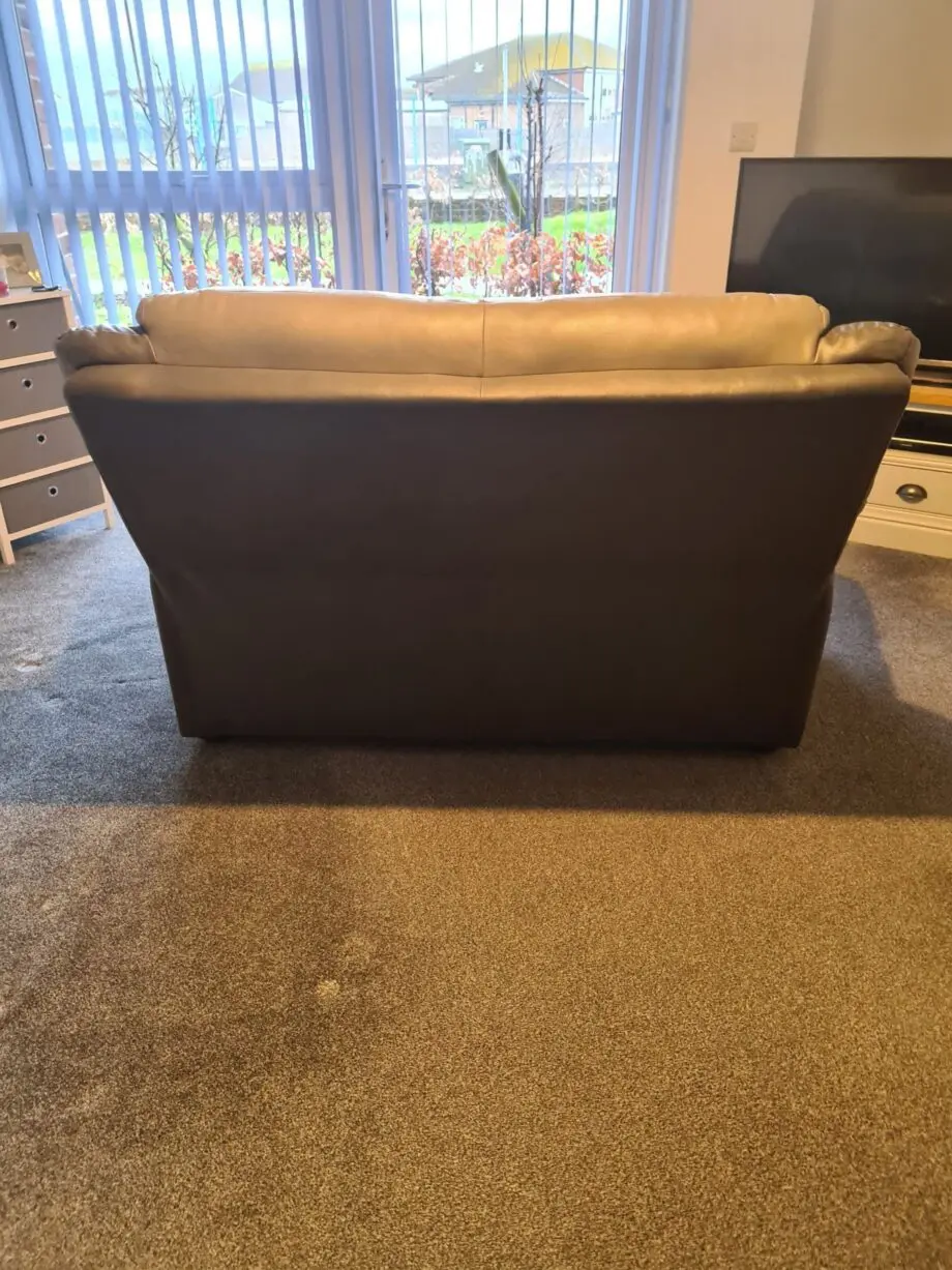DFS Grey Leather 2 Seater Sofa
