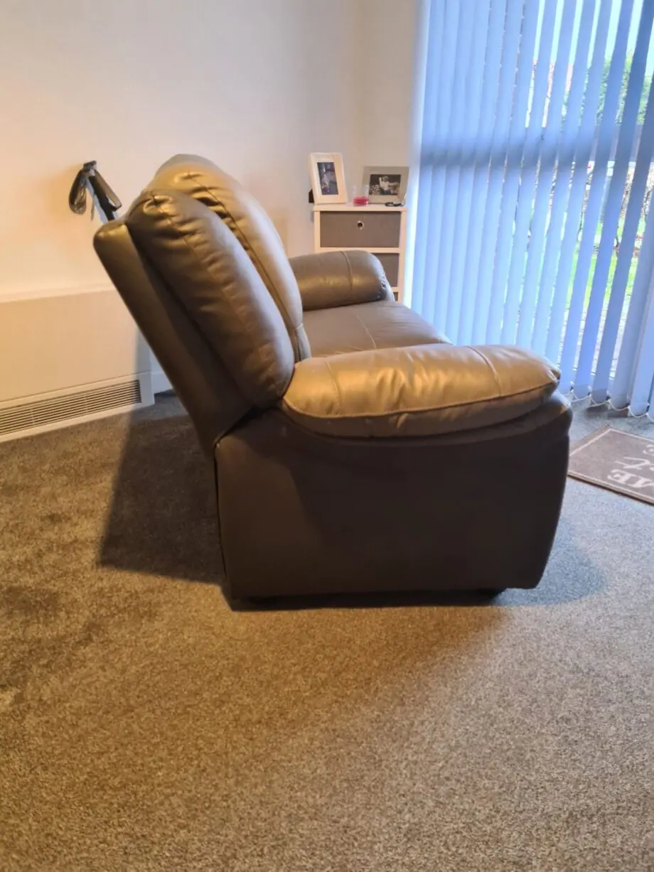 DFS Grey Leather 2 Seater Sofa