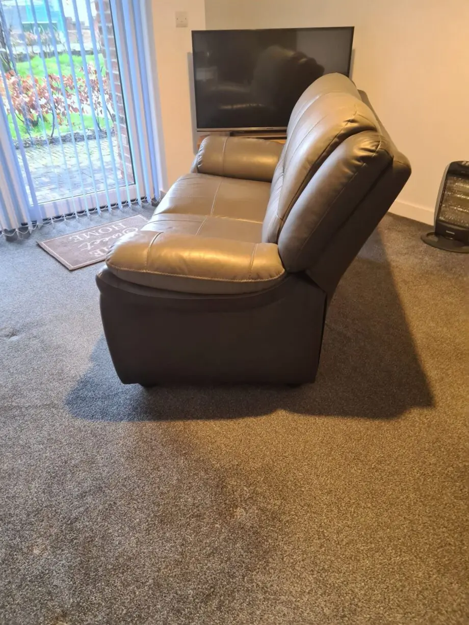DFS Grey Leather 2 Seater Sofa