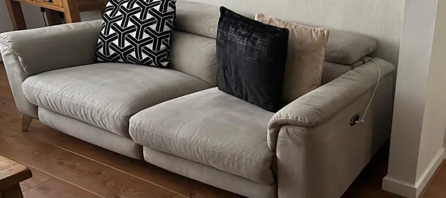 DFS 2 and 3 seater light grey electric recliners with USB ports