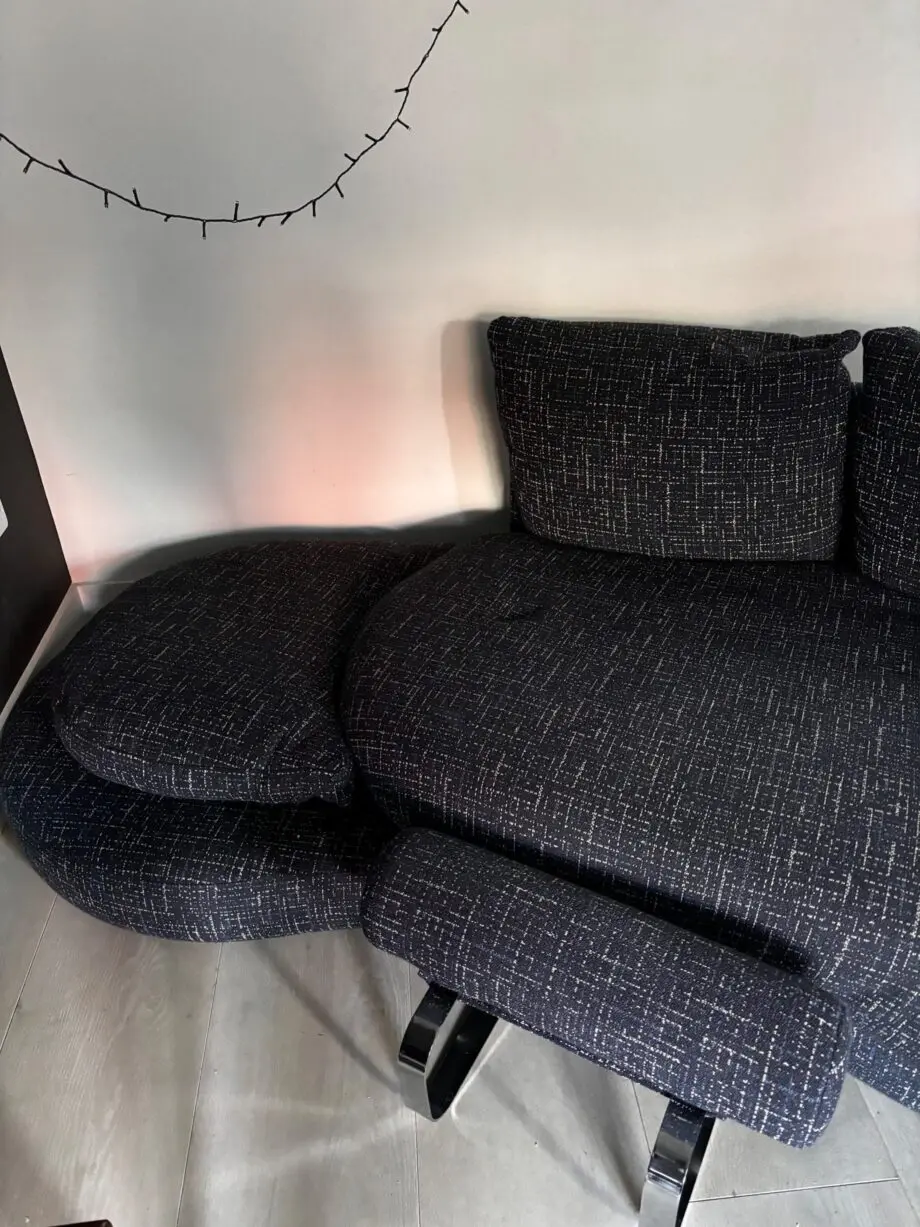 Roche Bobois Luxury Designer Grey Speck 4 Seater with Footstool