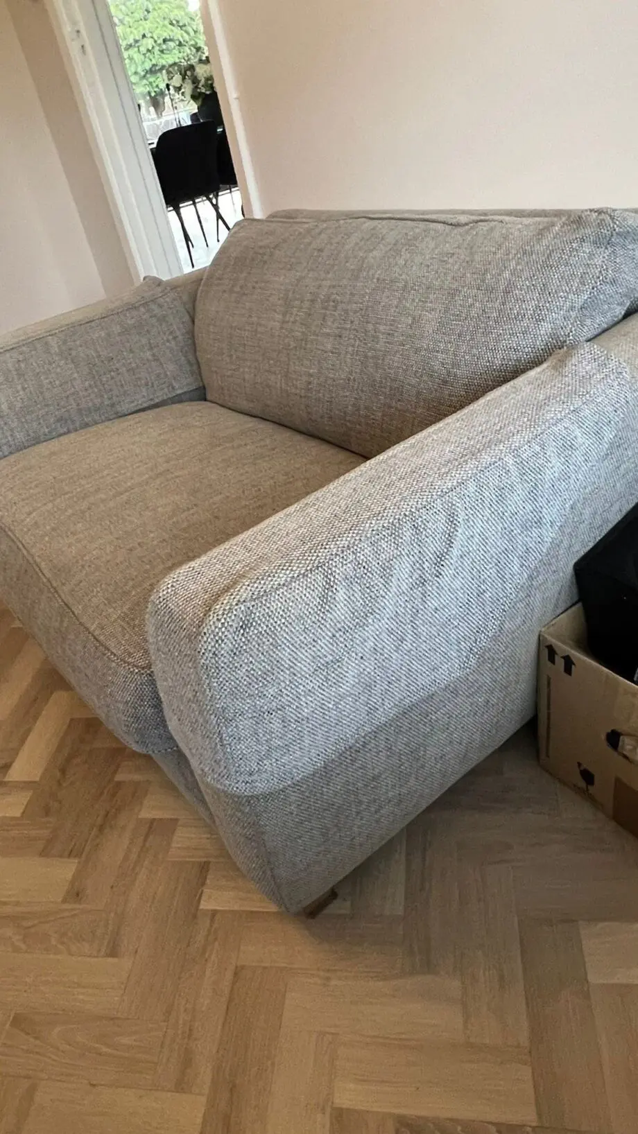 DFS Natural 3 Seater and Snuggle Chair