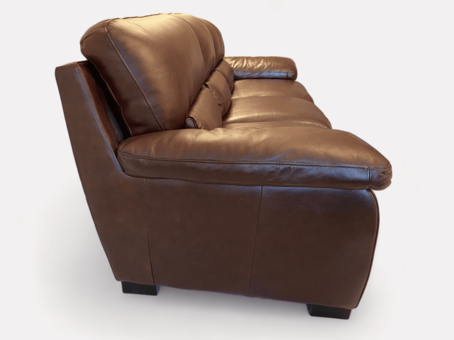 Harveys Brown Leather 3 and 2 Seater + Footstool