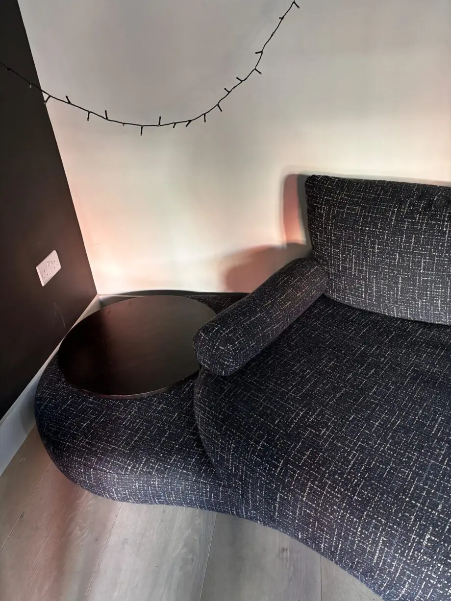 Roche Bobois Luxury Designer Grey Speck 4 Seater with Footstool