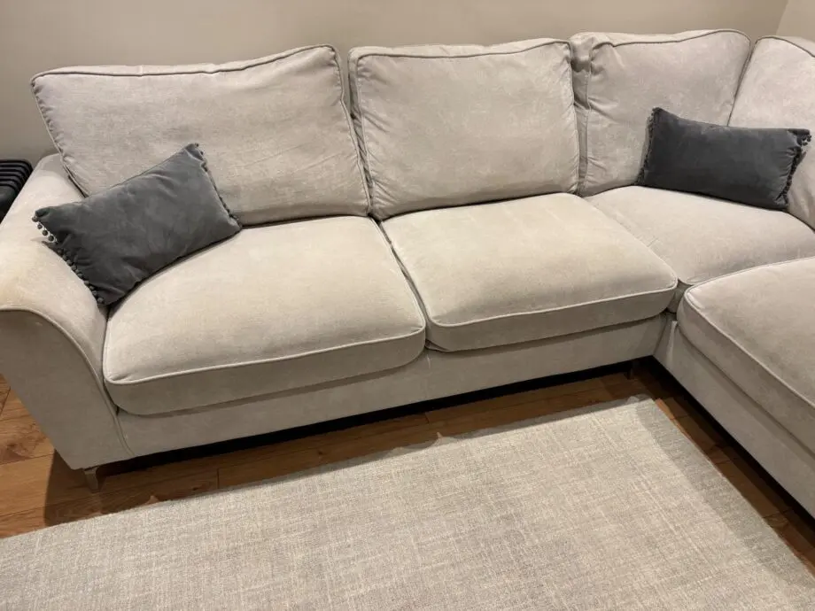 Furniture Village Grey Corner Sofa + Footstool