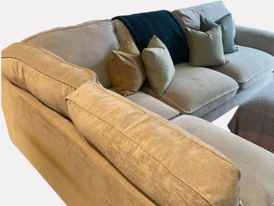 Furniture Village Beige Corner Sofa + Footstool