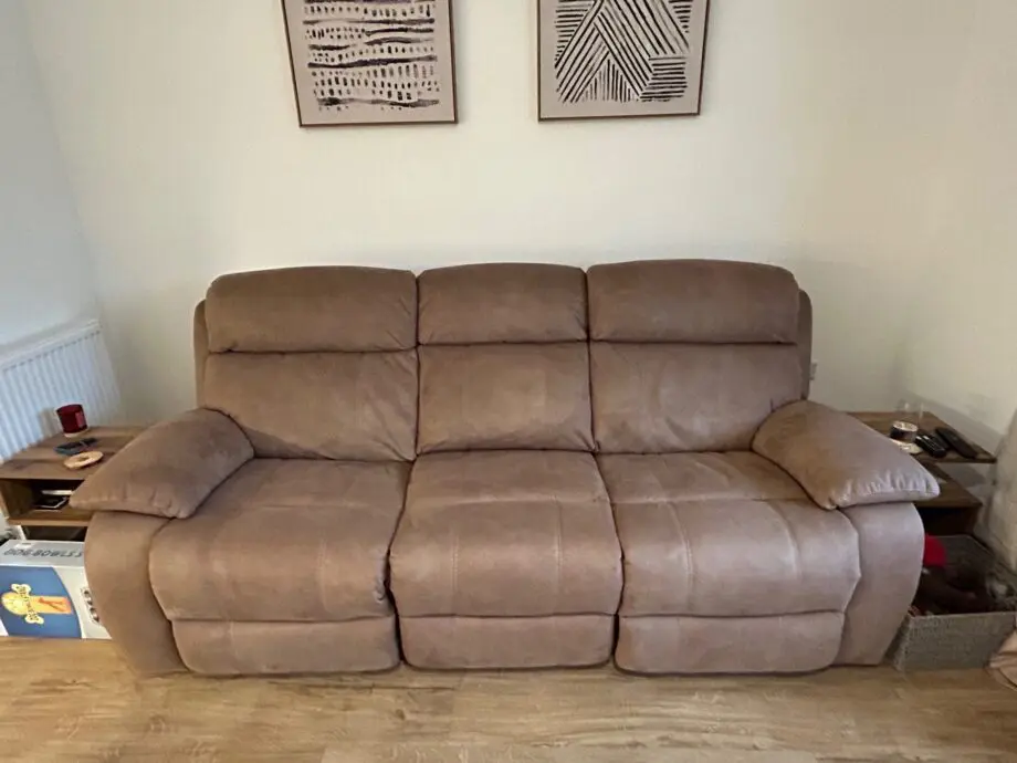 Furniture Village Tan 3 Seater Electric Recliner