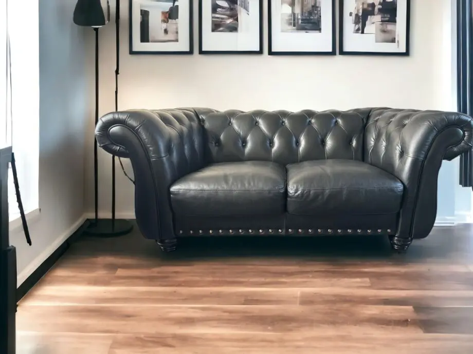 Littlewoods Black Leather 2 Seater and 2 Chairs