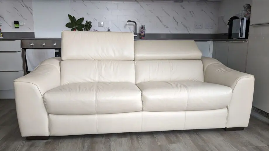 Furniture Village White 2 Seater with Adjustable Headrests