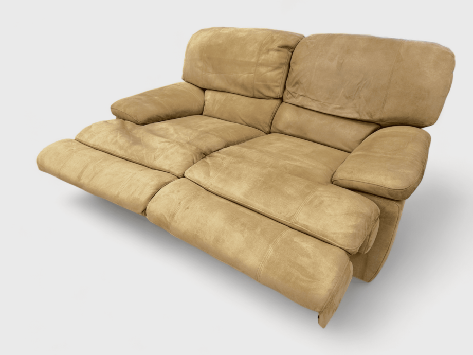 Tan Suede 3 and 2 Seater Manual Recliners