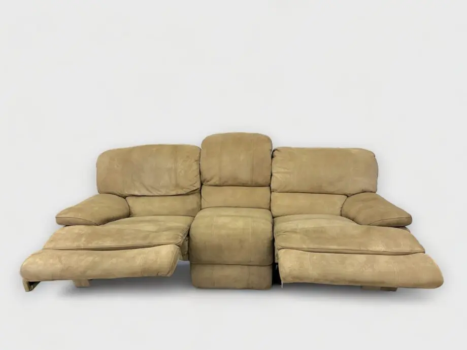 Tan Suede 3 and 2 Seater Manual Recliners