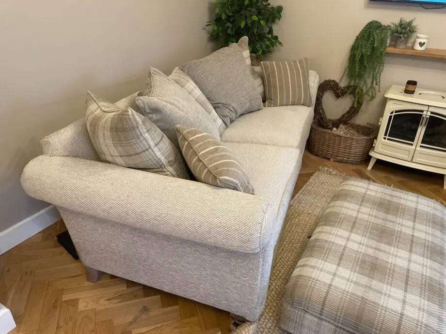 DFS Two 4 Seater Sofas and Footstool