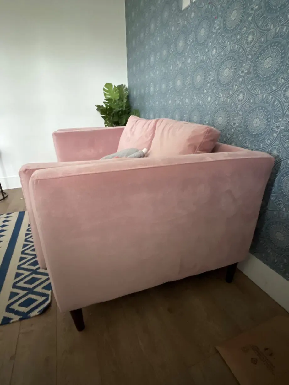 DFS dusty pink 2 seater sofa