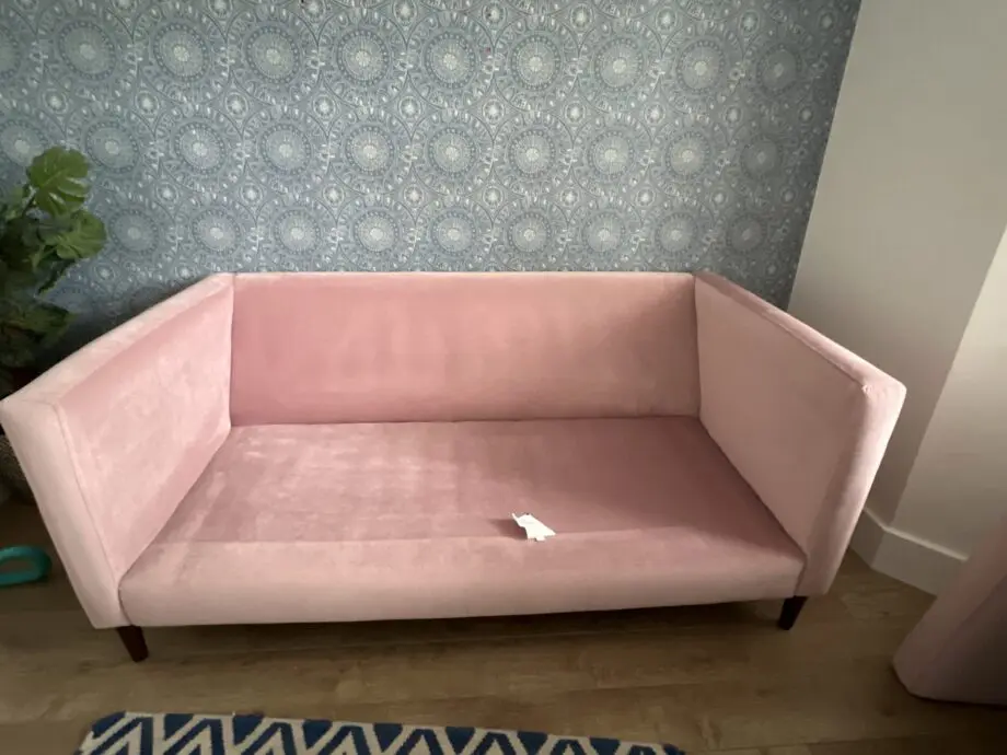 DFS dusty pink 2 seater sofa
