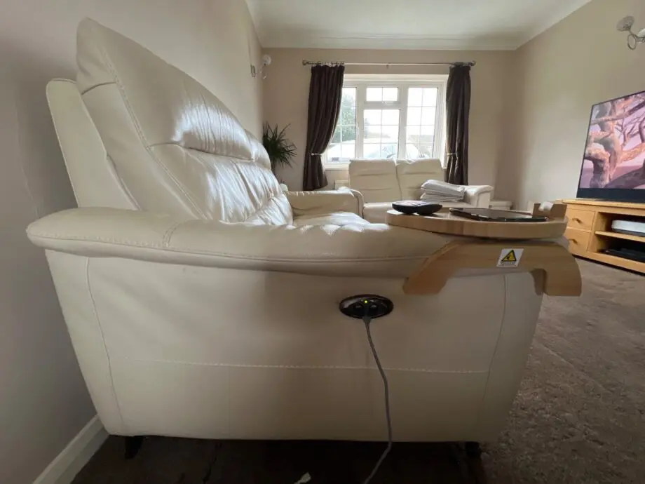 Harveys White 3 and 2 Seater Electric Recliners with USB Ports