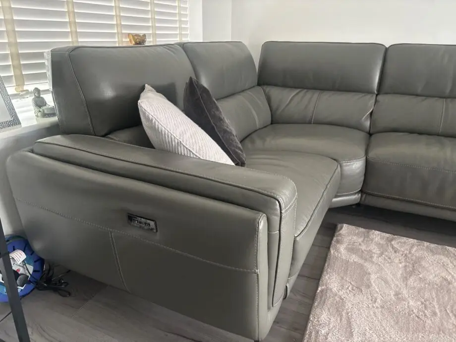 DFS Grey Leather Corner with USB Ports