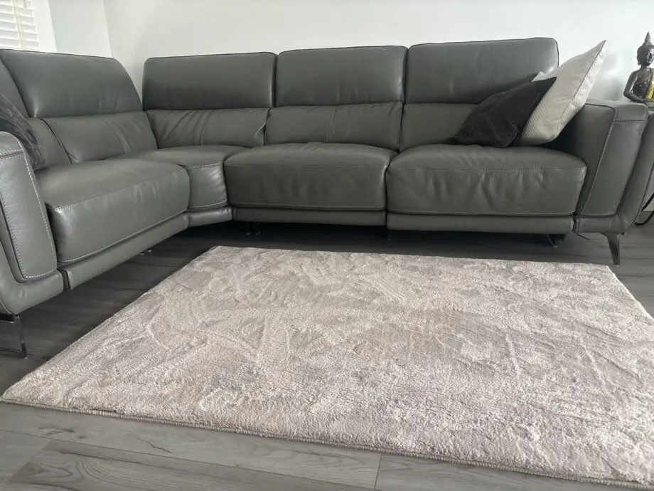 DFS Grey Leather Corner with USB Ports