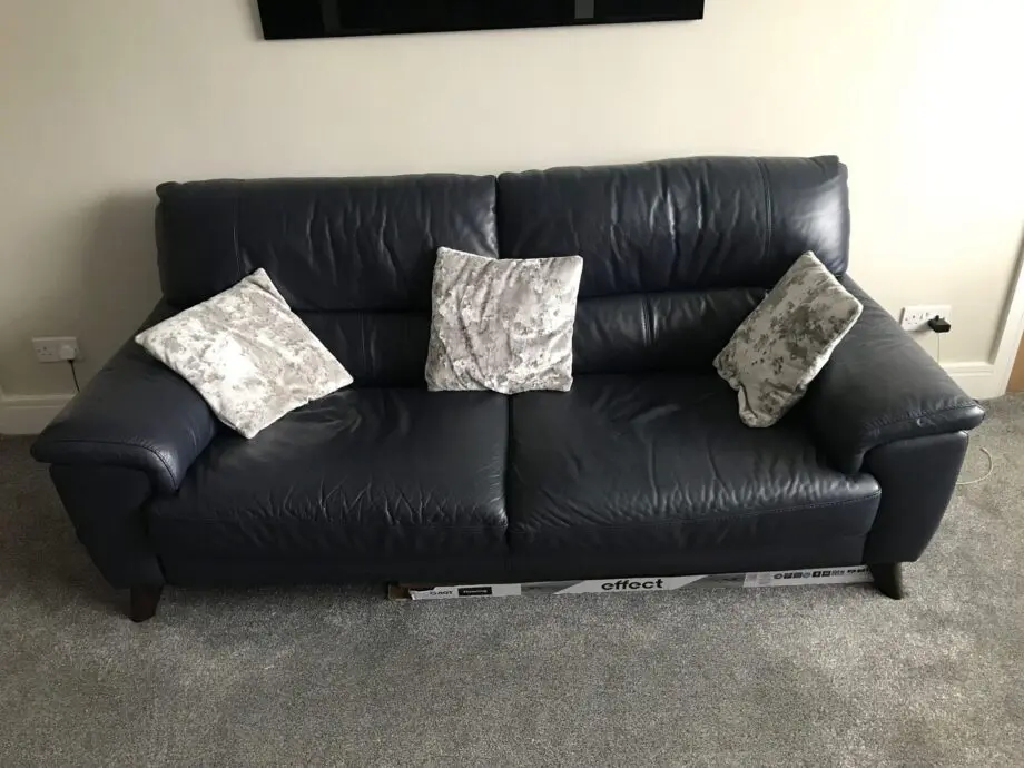 DFS Black Leather 3 and 2 Seater plus Single Chair