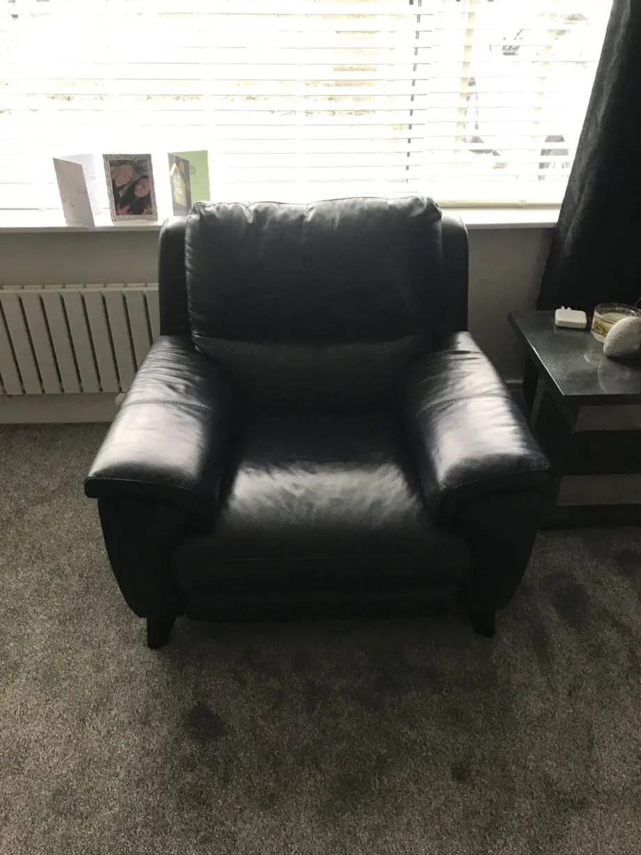 DFS Black Leather 3 and 2 Seater plus Single Chair