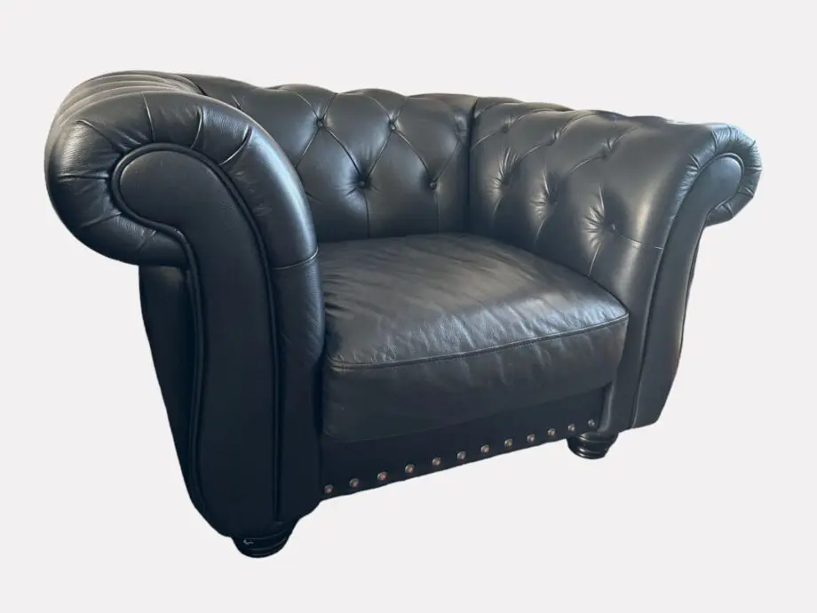 Littlewoods Black Leather 2 Seater and 2 Chairs