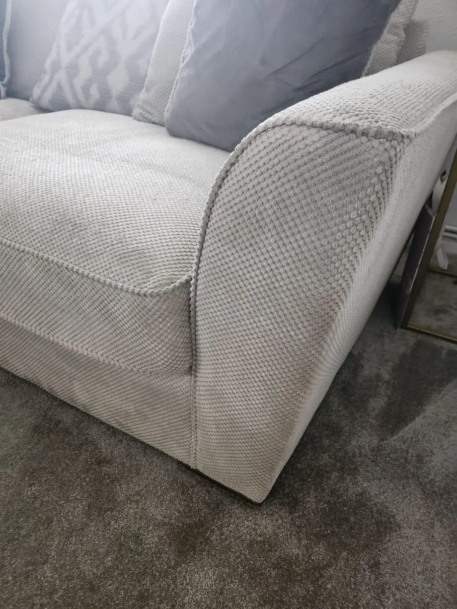 Oak Furnitureland Grey Corner Sofa and 2 Matching Footstools