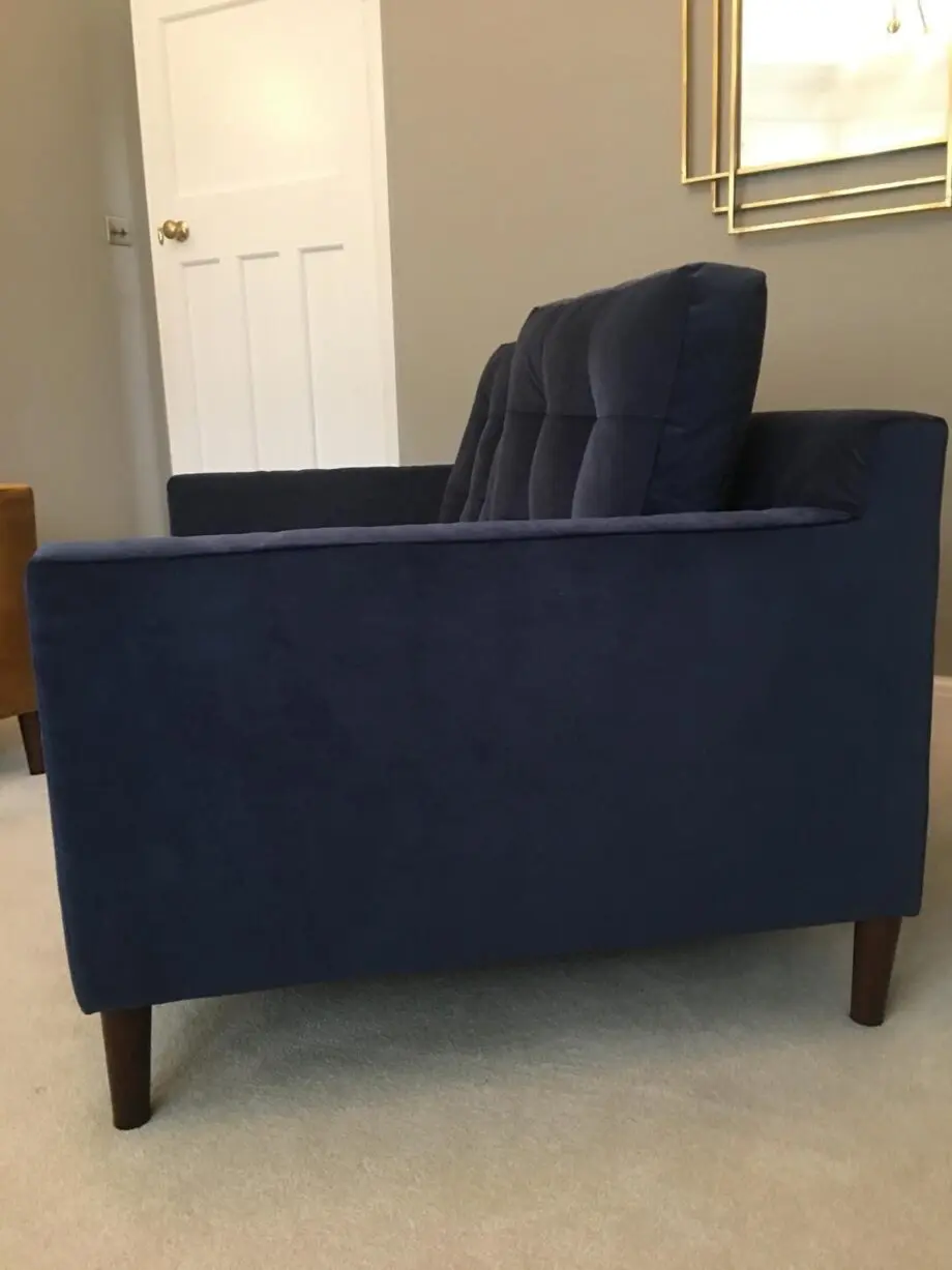 John Lewis Navy 2 Seater Draper Velvet Sofa