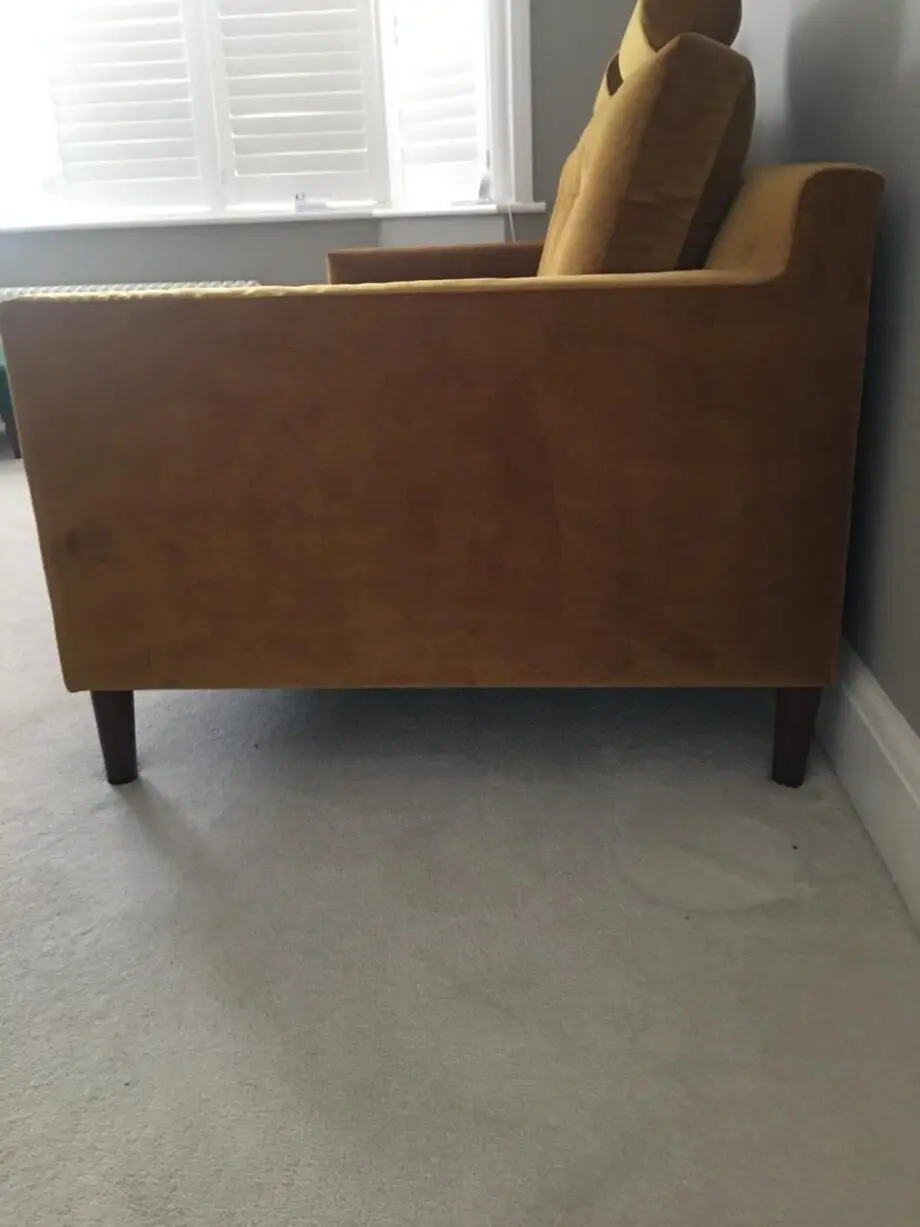 John Lewis Mustard Draper Sofa in Velvet Material