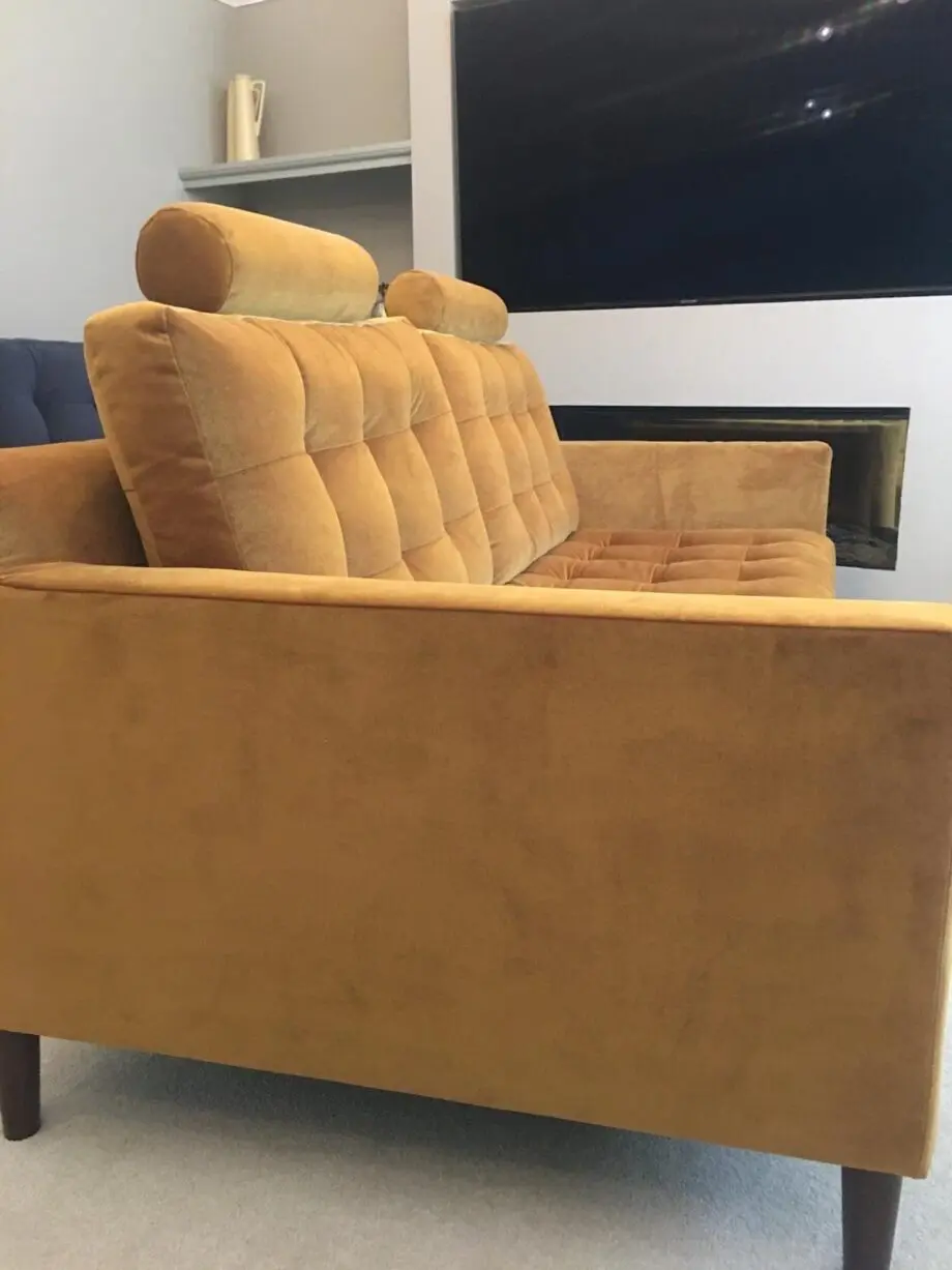 John Lewis Mustard Draper Sofa in Velvet Material