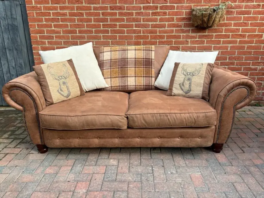 SCS Tan Suede 3 Seater Sofa