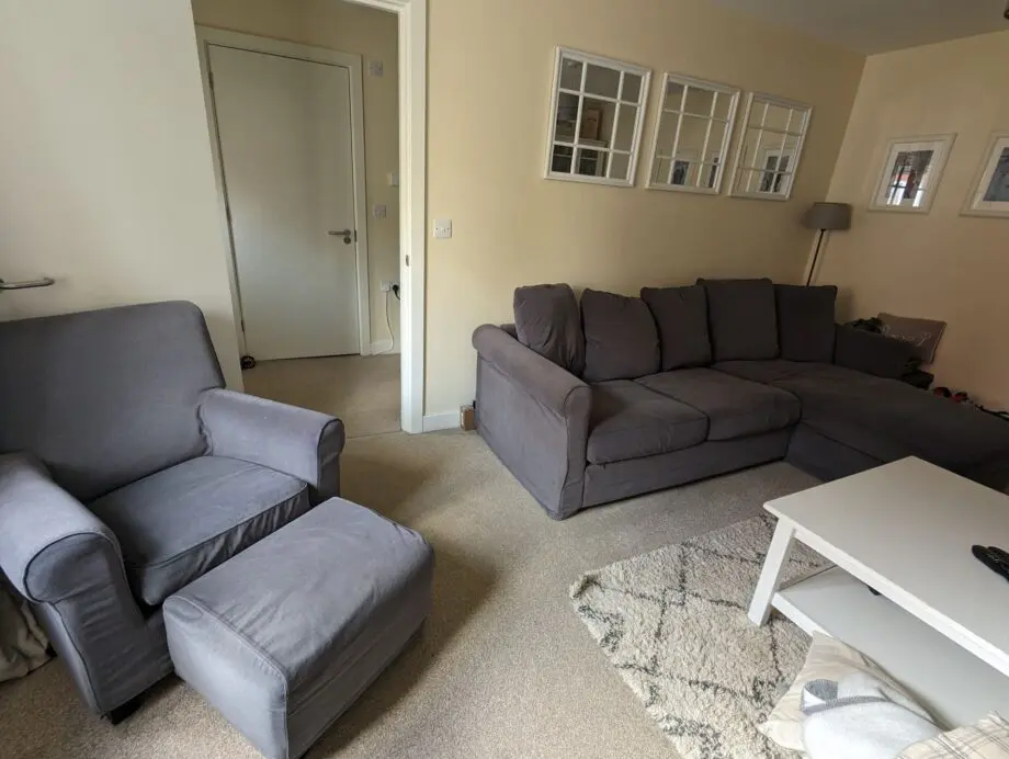 IKEA Corner Sofa With Matching Chair and Footstool