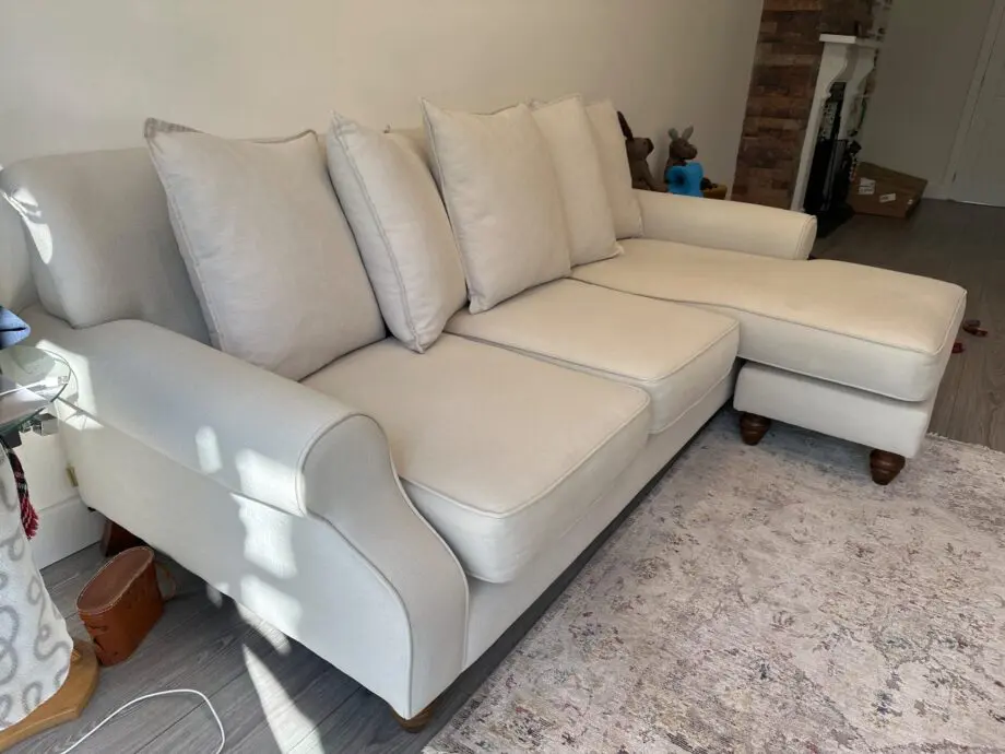 DFS Cream Corner Sofa With Scatter Back Cushions