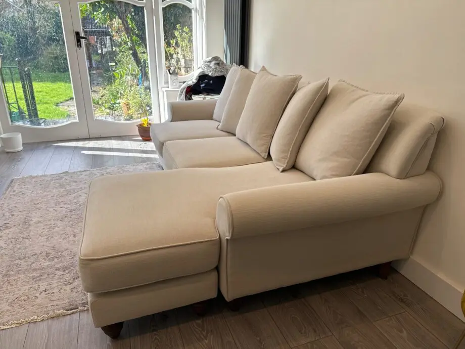 DFS Cream Corner Sofa With Scatter Back Cushions
