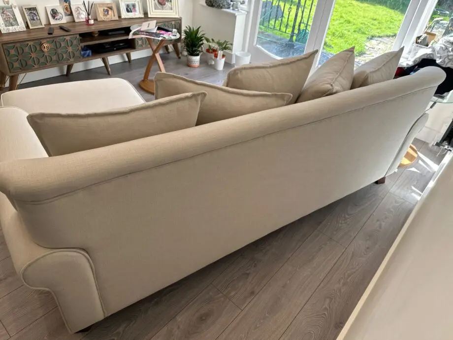 DFS Cream Corner Sofa With Scatter Back Cushions