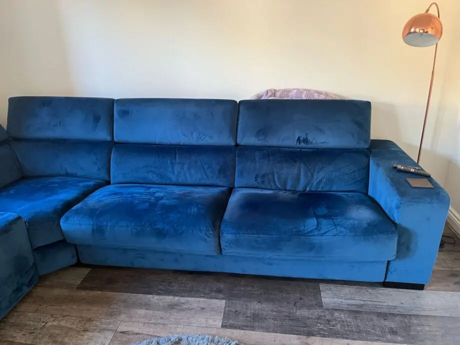 DFS Blue L-Shape Sofa with Sofa Bed