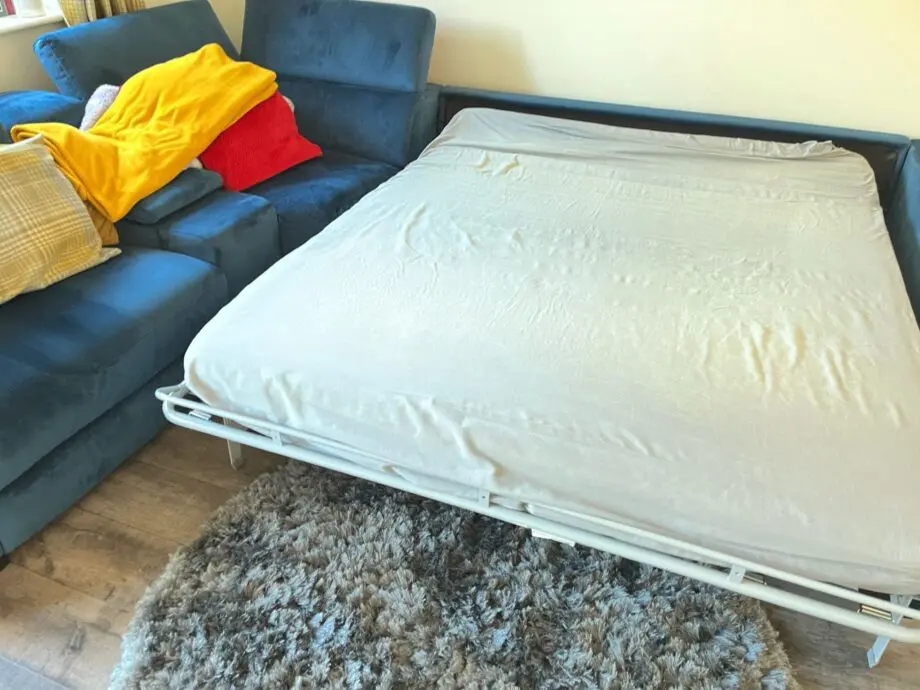 DFS Blue L-Shape Sofa with Sofa Bed