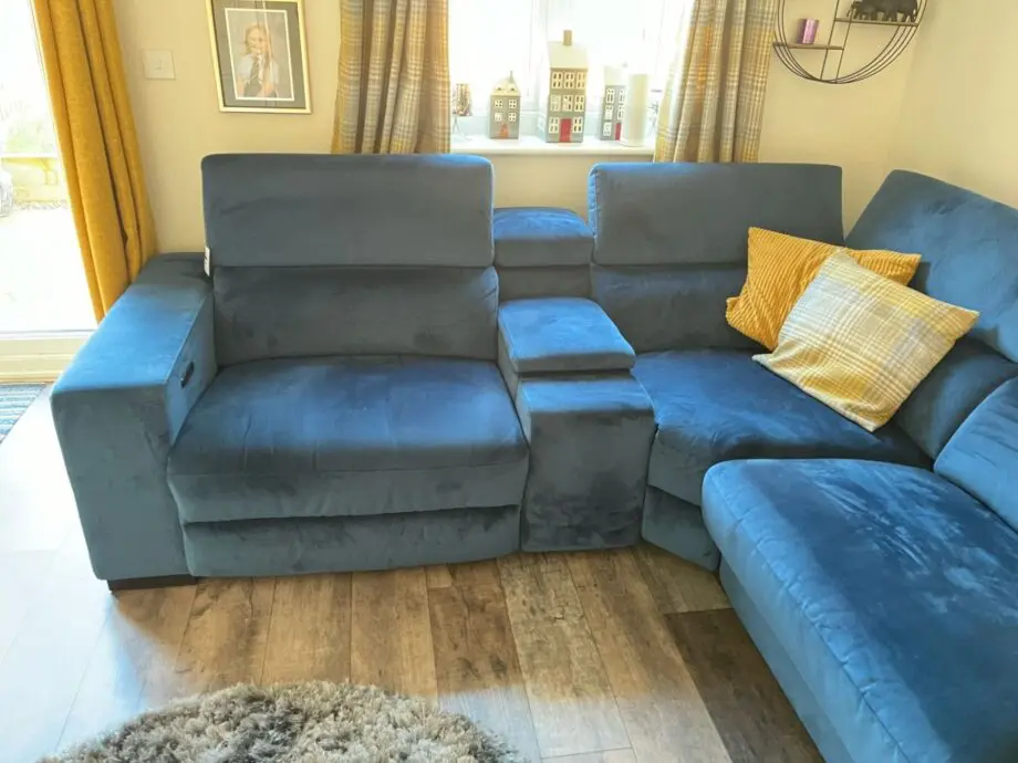 DFS Blue L-Shape Sofa with Sofa Bed