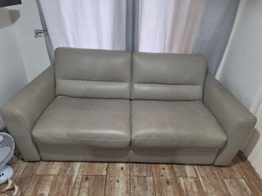 SCS Grey Leather 3 Seater Sofa Bed