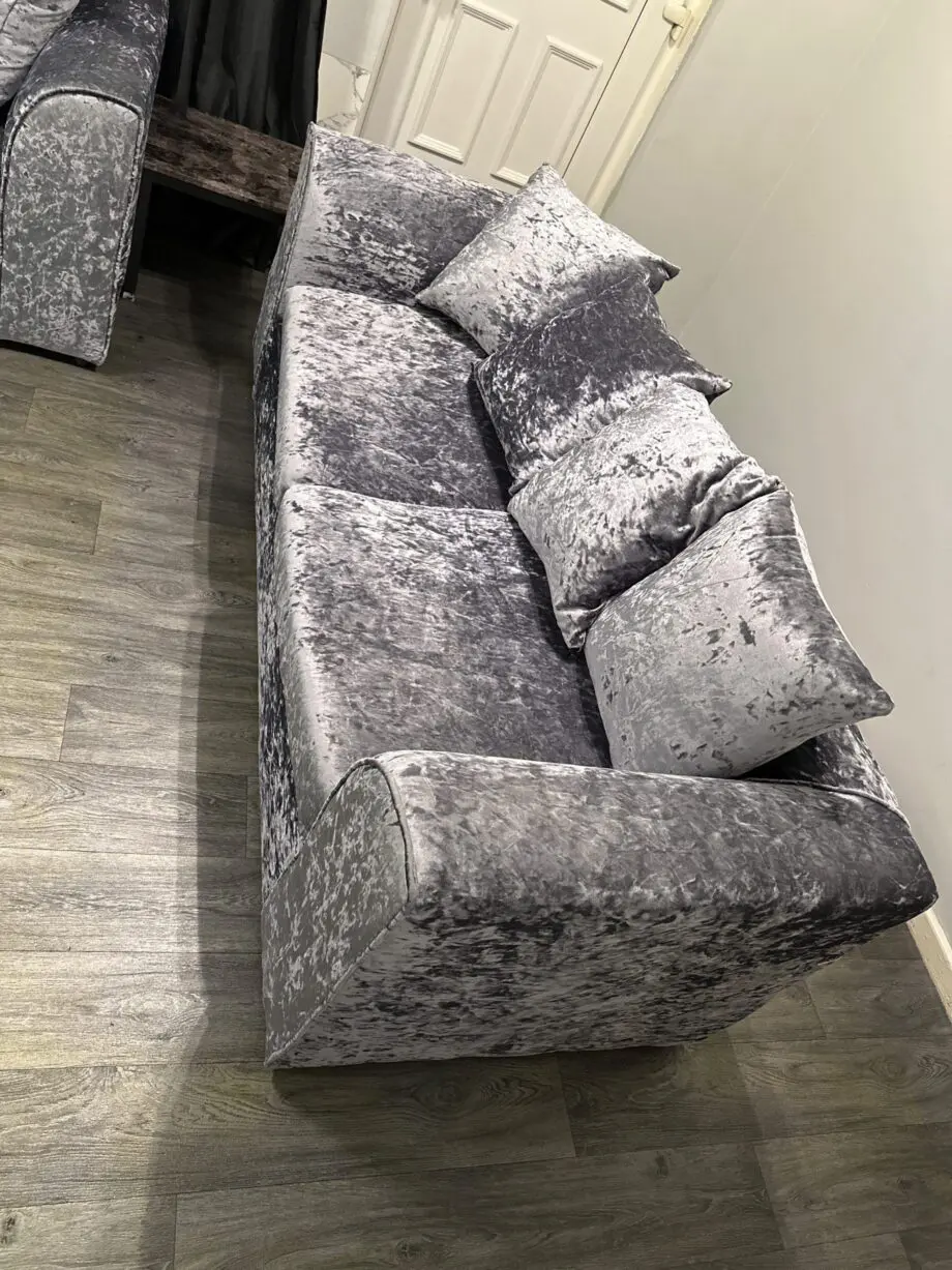 Silver Fleck 3 & 2 Seater Sofa with Scatter Back Cushions