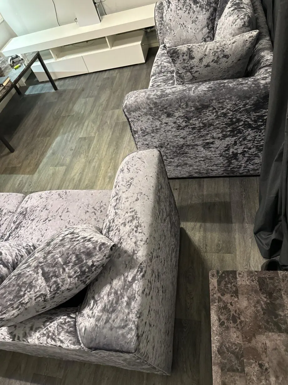 Silver Fleck 3 & 2 Seater Sofa with Scatter Back Cushions