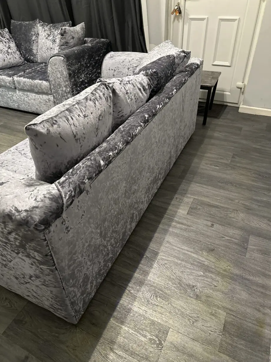 Silver Fleck 3 & 2 Seater Sofa with Scatter Back Cushions