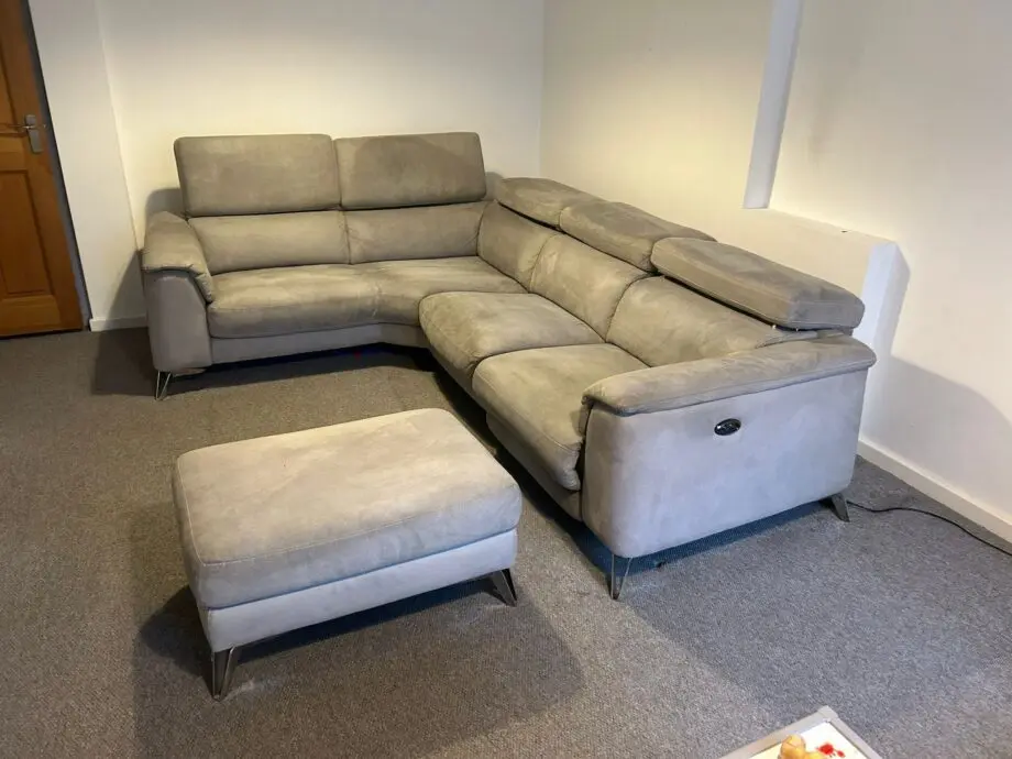 DFS grey corner sofa (L shape) & stool