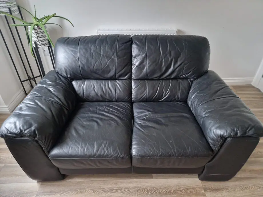 Black leather sofa
