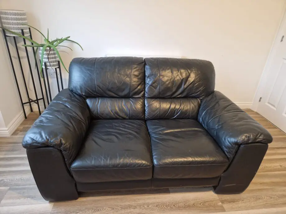Black leather sofa