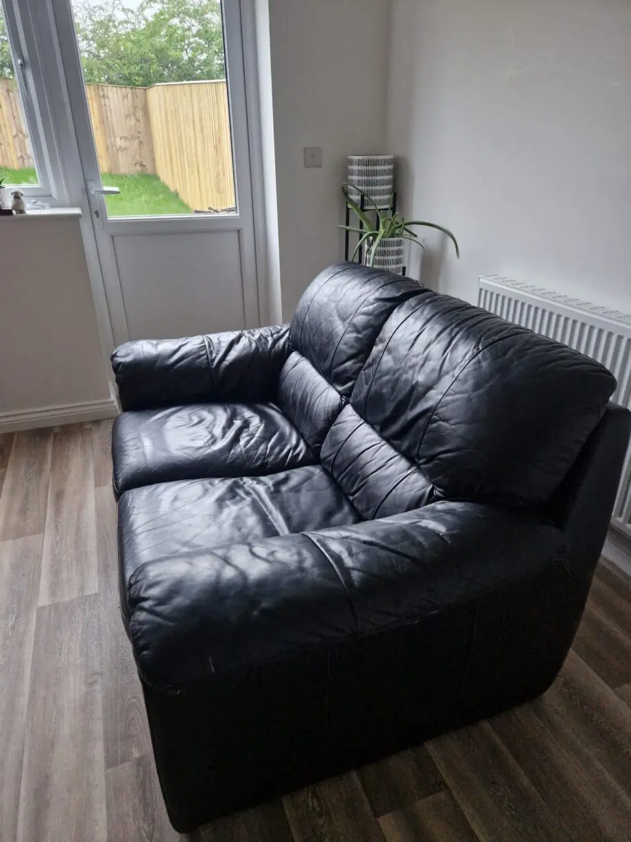 Black leather sofa