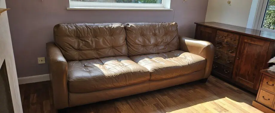 DFS Brown Leather Sofa