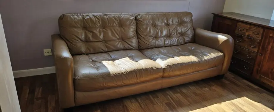DFS Brown Leather Sofa