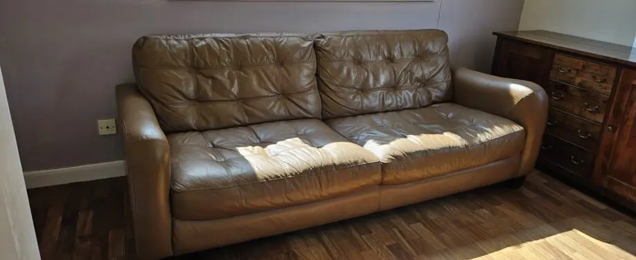DFS Brown Leather Sofa